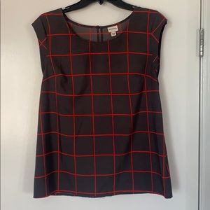 Merona Gray and Rust grid blouse